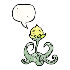 cartoon flower with speech bubble