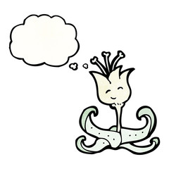 cartoon flower with thought bubble