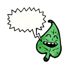leaf with speech bubble cartoon