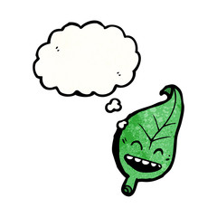 happy leaf with thought bubble