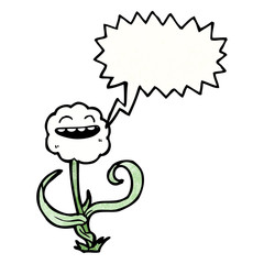 cartoon flower with speech bubble