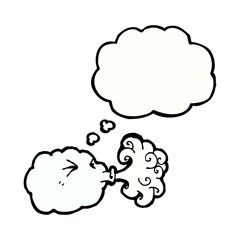 cartoon cloud blowing wind