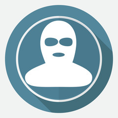 Icon offender on white circle with a long shadow