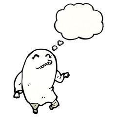 dancing ghost with thought bubble cartoon