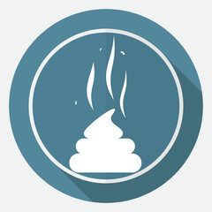 Icon Poo on white circle with a long shadow