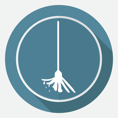 Icon mop the floor on white circle with a long shadow