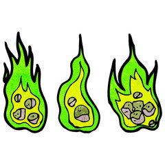 flaming green meteor cartoon