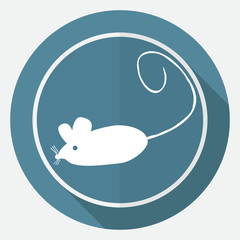 Icon Mouse on white circle with a long shadow