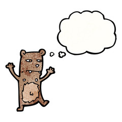 crazy cartoon bear with thought bubble