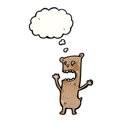 crazy cartoon bear with thought bubble