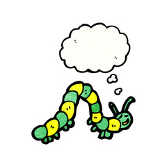 cartoon caterpillar with thought bubble