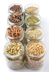 Herbs and spices in mason jar