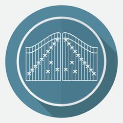 Icon gate on white circle with a long shadow