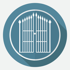 Icon gate on white circle with a long shadow
