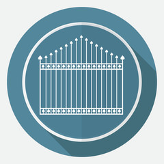 Icon gate on white circle with a long shadow