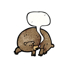 bear with speech bubble cartoon