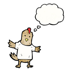 cartoon chicken in tee shirt