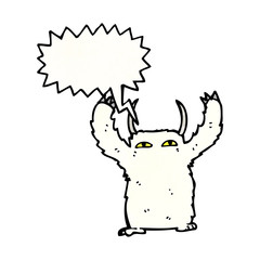 cartoon yeti with speech bubble
