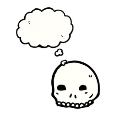 cartoon skull with thought bubble