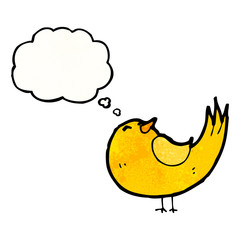 cartoon bird with thought bubble