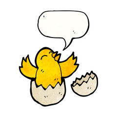 cartoon chick hatching from egg