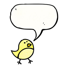 cartoon bird drawing with speech bubble