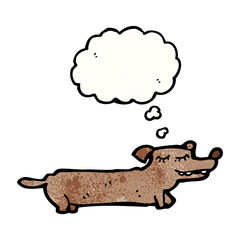 cartoon little dog with thought bubble