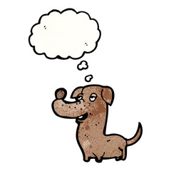 cartoon little dog with thought bubble