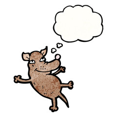 cartoon little dog with thought bubble