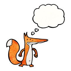 cartoon fox with thought bubble