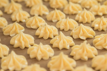 Baking Tray Full of Unbaked choux cream