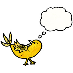 cartoon bird with thought bubble