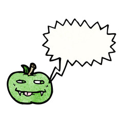 cartoon apple with speech bubble