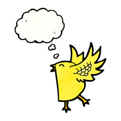 cartoon bird with thought bubble