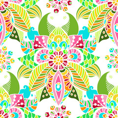 Stylish floral background, hand drawn doodle floral element, sea