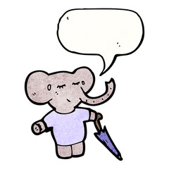 cartoon elephant with umbrella
