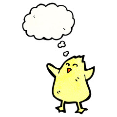 cartoon chick with thought bubble