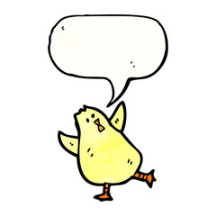 cartoon little bird with speech bubble