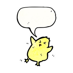 cartoon little bird with speech bubble