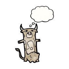 cartoon cow with thougth bubble