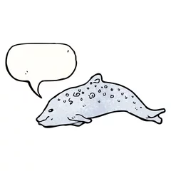 Badezimmer Foto Rückwand cartoon porpoise with speech bubble © lineartestpilot