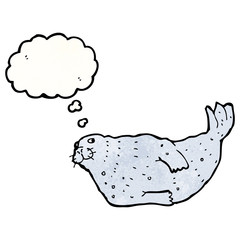 cartoon seal with thought bubble