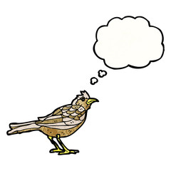 cartoon bird with thought bubble