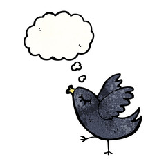 cartoon bird with thought bubble