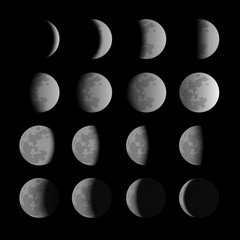 Obraz premium Vector set of moon phases