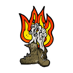 cartoon burning boots