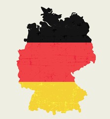 Fototapeta premium German MAP WITH FLAG IN OLD LOOKING WAY- grunge looking poster