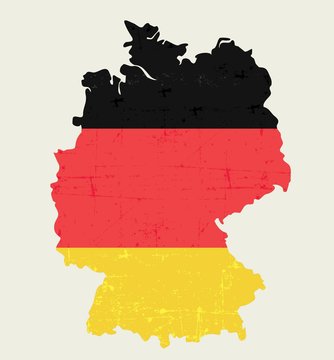 German MAP WITH FLAG IN OLD LOOKING WAY- grunge looking poster