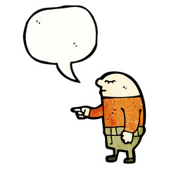 cartoon funny bald man pointing