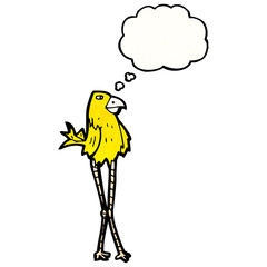 cartoon bird with thought bubble